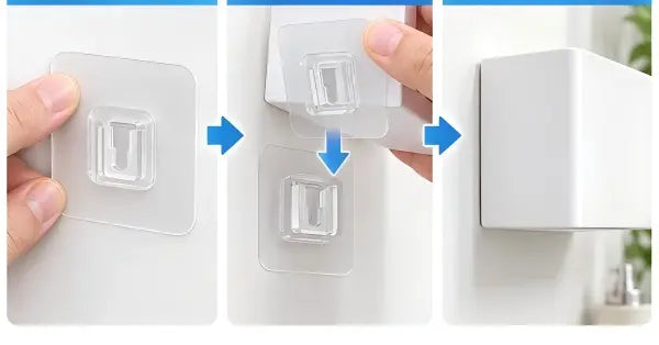 ✅Double-sided adhesive hooks – Mount without drilling.😁More space. More organization. No drilling required.