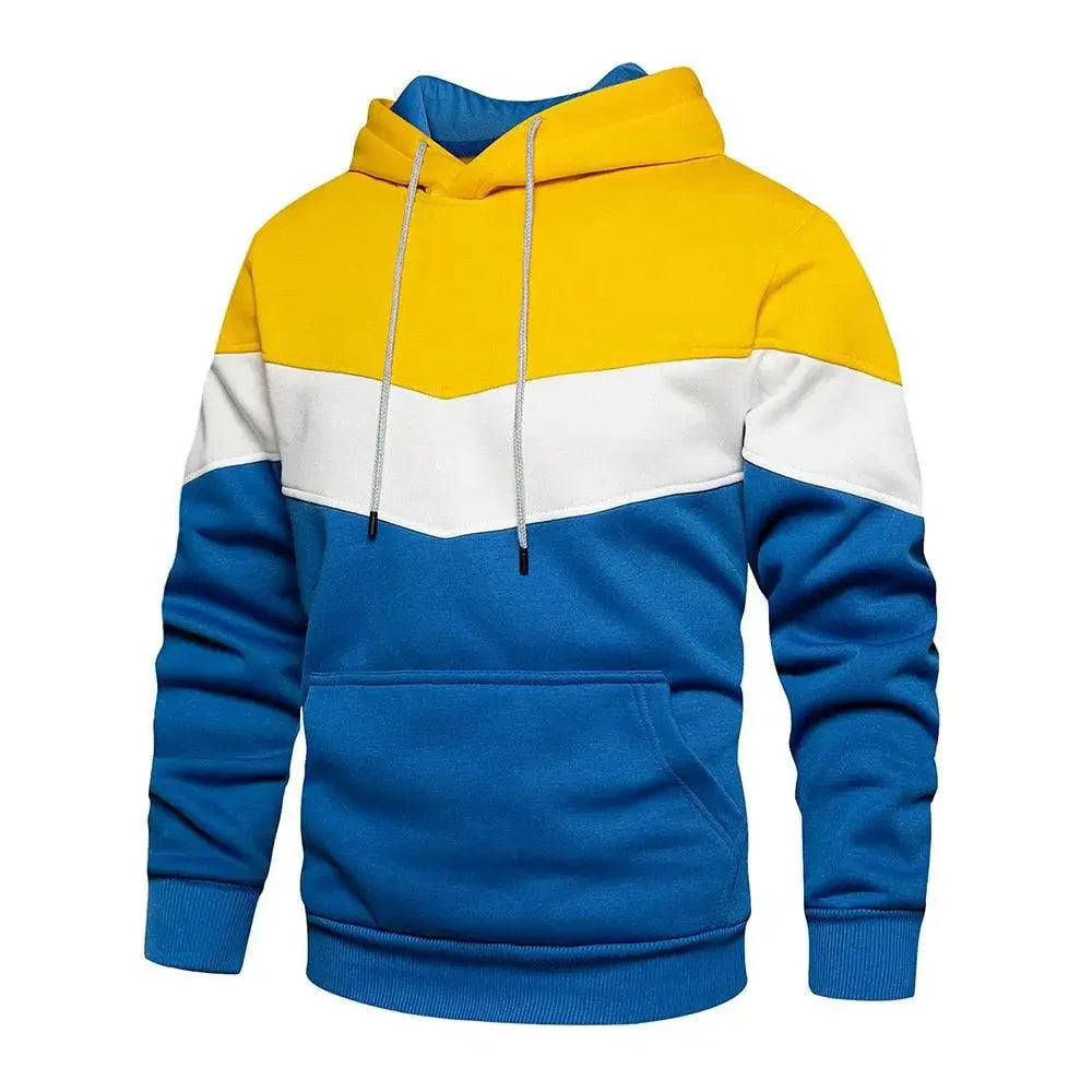 Cool Men's Patchwork Hooded Sweatshirt Hoodies Sport Clothing Casual Loose Fleece Warm Streetwear Modern Male Fashion Autumn Winter Outwear  Long Sleeve Pleated Comfy Round Neck Mens Sweatshirts Workout Sport Casual Hoodie