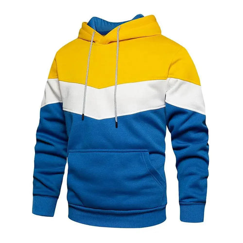 Cool Men's Patchwork Hooded Sweatshirt Hoodies Sport Clothing Casual Loose Fleece Warm Streetwear Modern Male Fashion Autumn Winter Outwear  Long Sleeve Pleated Comfy Round Neck Mens Sweatshirts Workout Sport Casual Hoodie
