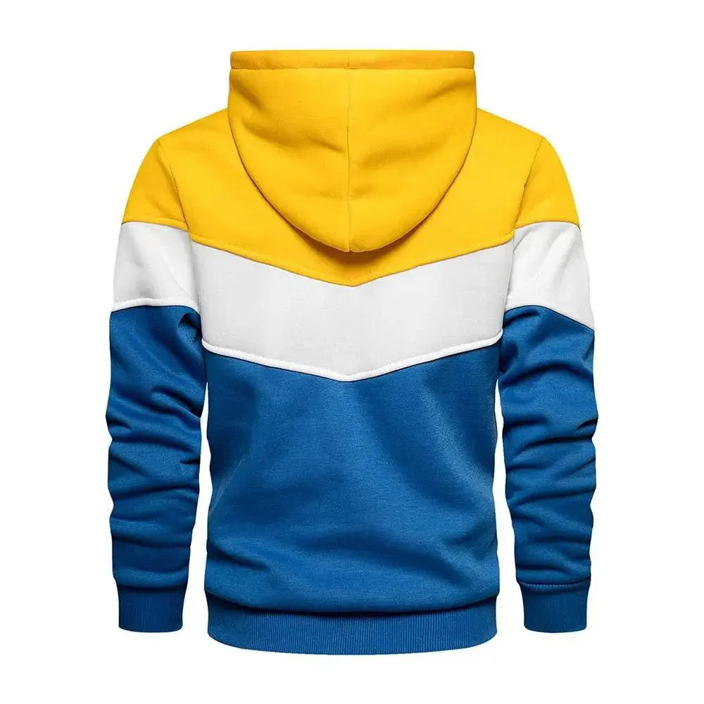 Cool Men's Patchwork Hooded Sweatshirt Hoodies Sport Clothing Casual Loose Fleece Warm Streetwear Modern Male Fashion Autumn Winter Outwear  Long Sleeve Pleated Comfy Round Neck Mens Sweatshirts Workout Sport Casual Hoodie