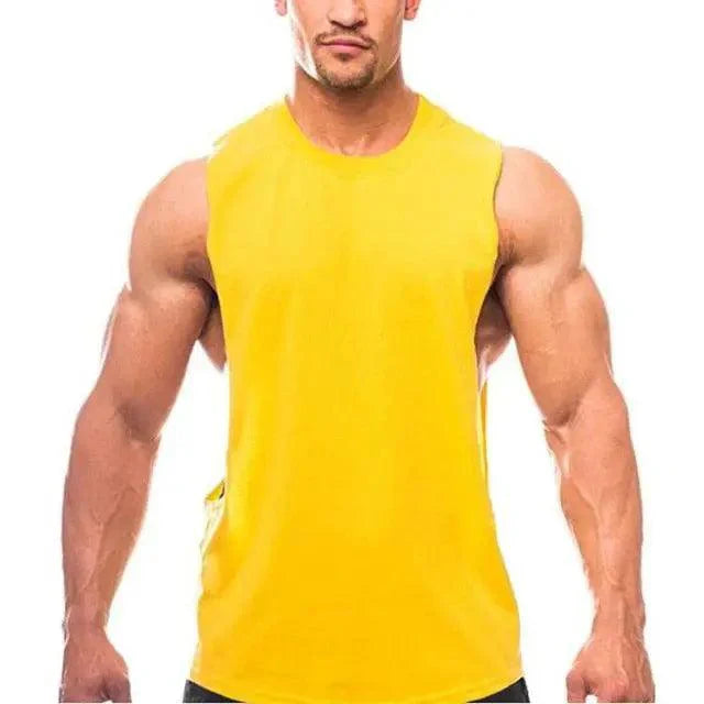New Sport Plain Shirts For Men Bodybuilding Singlet Gyms Shirts Sleeveless Shirt Blank Fitness Clothing Sportwear Muscle Vest Men's Fitness T-Shirt Round Neck Sleeveless Vest Stretch Solid Color Fitness Sports Shirts